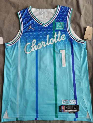 Charlotte Hornets 1 Ball 21-22 city jersey blue player version